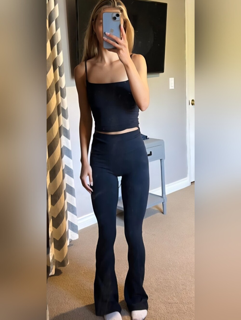 Free People Movement RibbedHigh-Rise Black Flare Leggings - Sleek Everyday Pants
